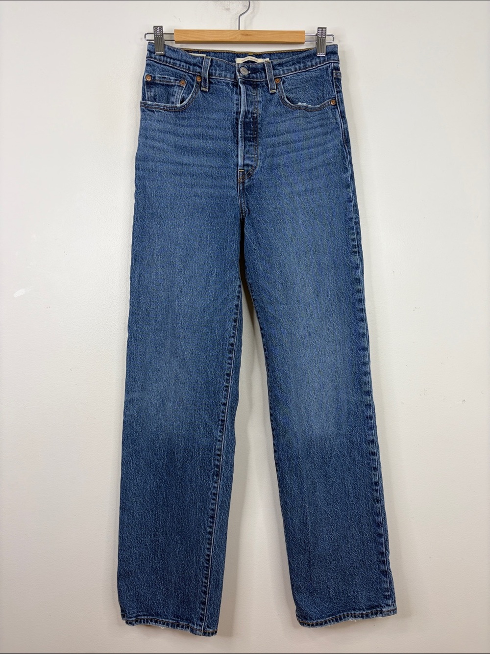 Levi's Ribcage Straight Jeans Womens 27 x 31 Blue High Rise Stretch Denim